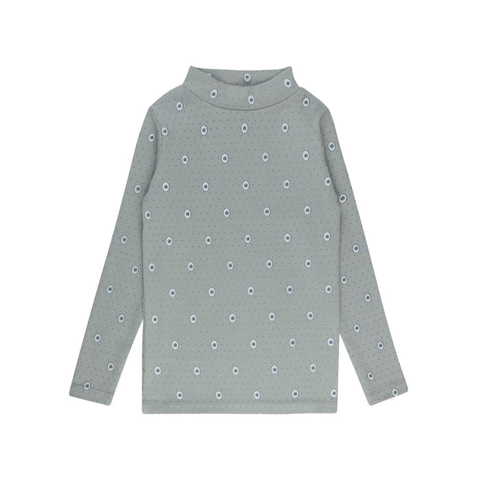 Boys Mockneck – Blue – Floral Dot
