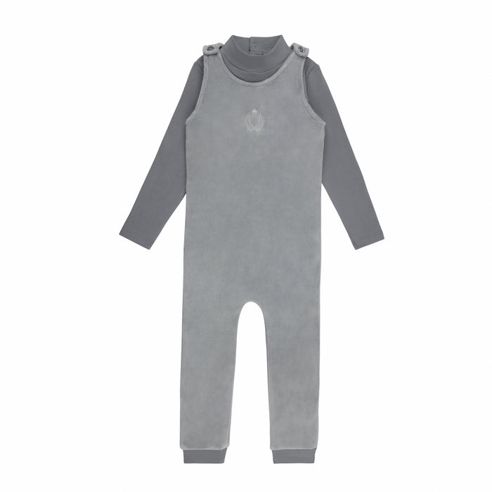 Boys Mockneck Bodysuit & Overall – Blue – Metallic Crest