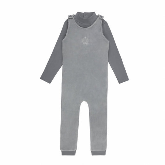 Boys Mockneck Bodysuit & Overall – Blue – Metallic Crest
