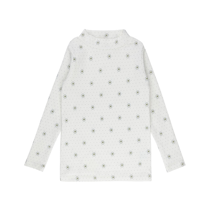 Boys Mockneck – Ivory Blue – Floral Dot