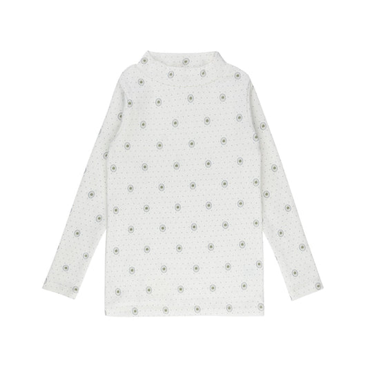 Boys Mockneck – Ivory Blue – Floral Dot