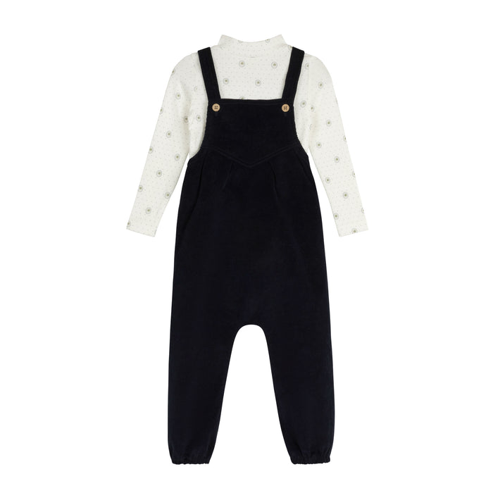 Boys Overalls – Blue – Floral Dot