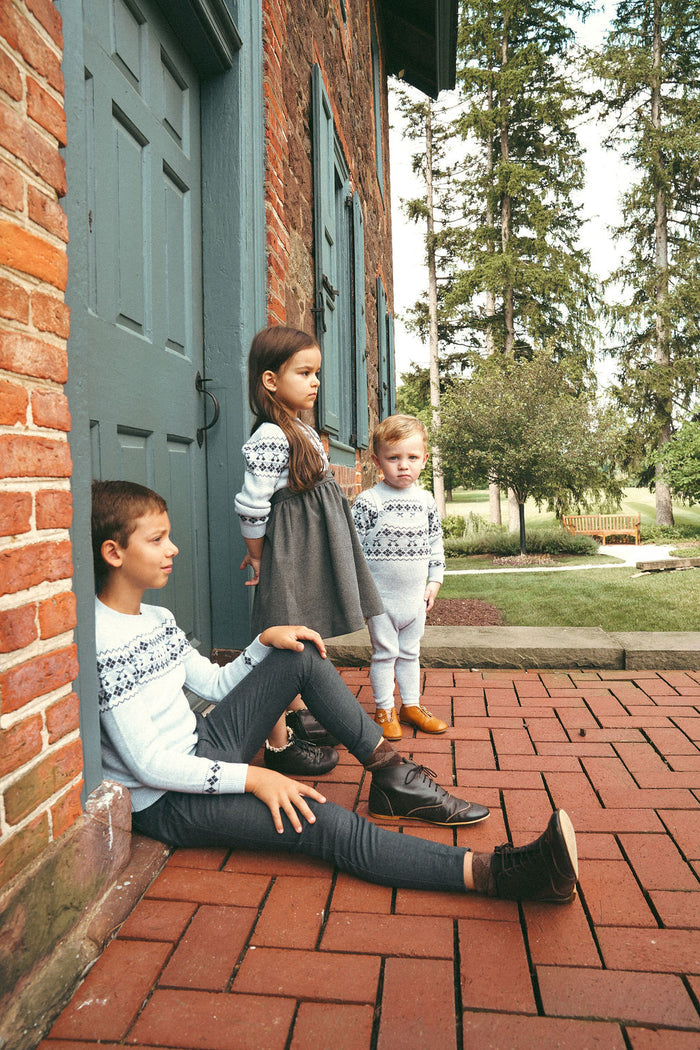 Boys Overalls – Grey / Blue – Fair Isle