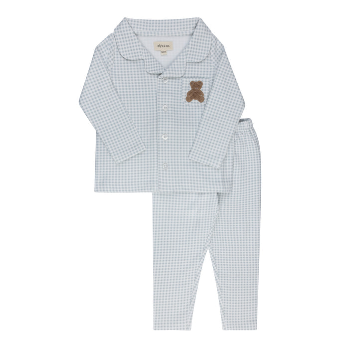 Boys Pajamas – Blue – Gingham Teddy