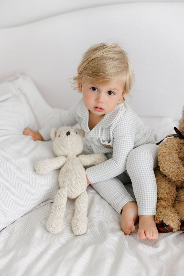 Boys Pajamas – Blue – Gingham Teddy