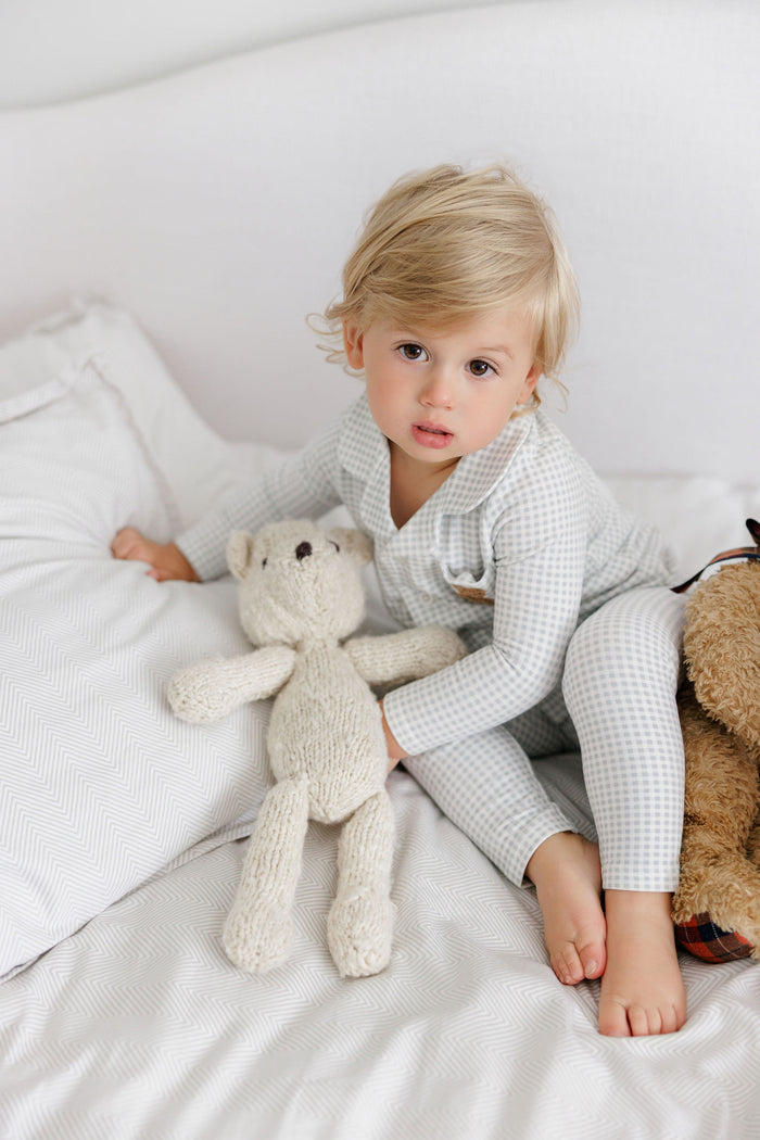 Boys Pajamas – Blue – Gingham Teddy