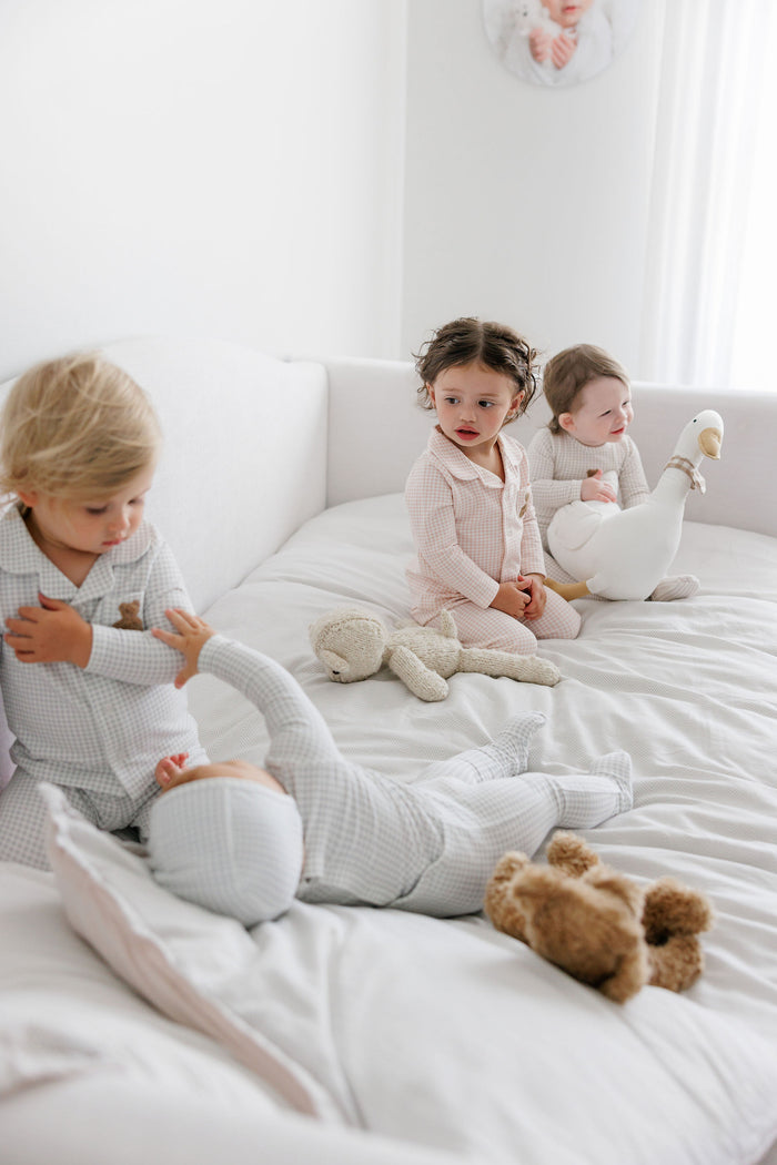 Boys Pajamas – Blue – Gingham Teddy