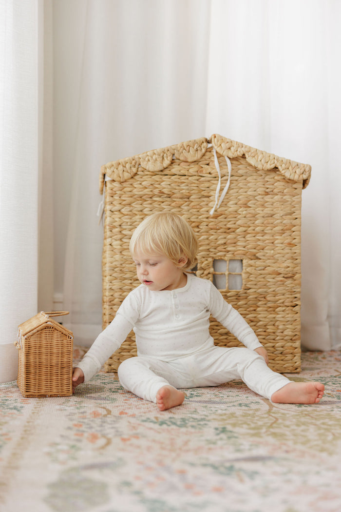 Boys Pajamas – Ivory Boy – Floral Leaf