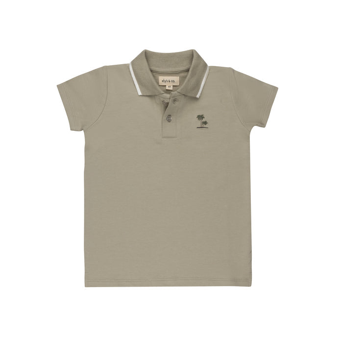 Boys Polo - Sage - Embroidered Palm Trees