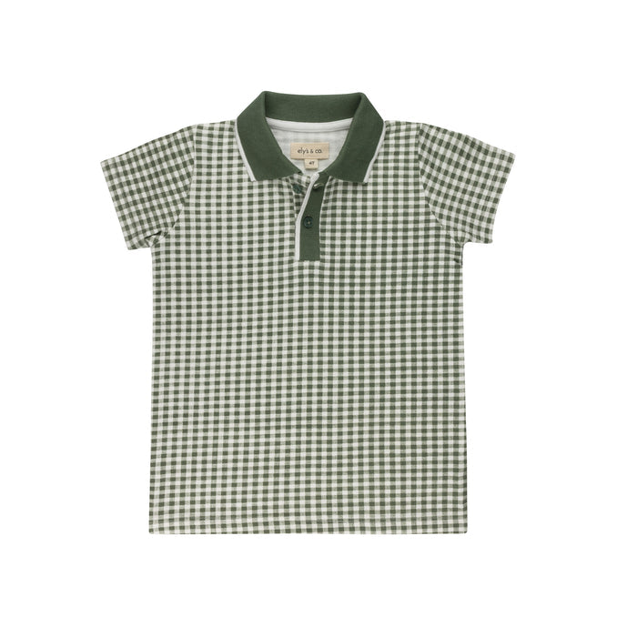 Boys Polo - Sage - Gingham Owl