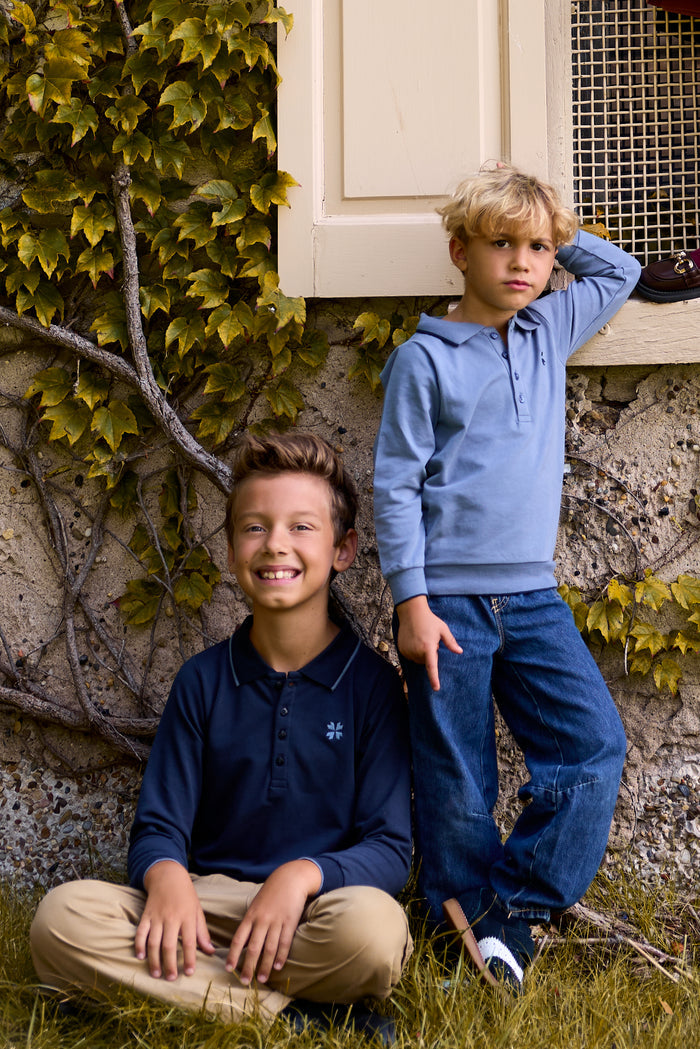 Boys Polo – Blue – Embroidered Clover