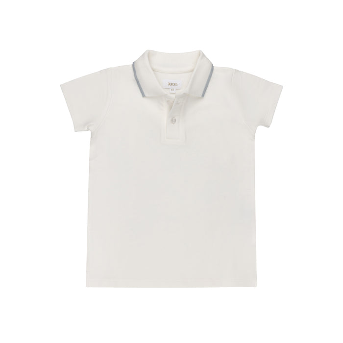 Boys Polo – Ivory Blue – Nautical Print