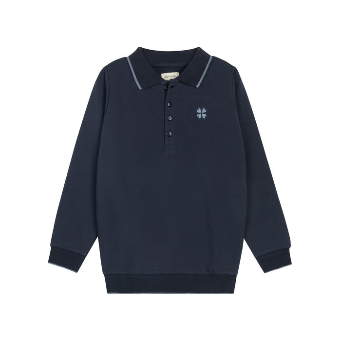 Boys Polo – Navy/Blue – Embroidered Clover