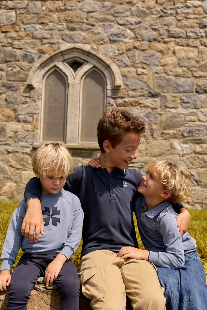 Boys Polo – Navy/Blue – Embroidered Clover