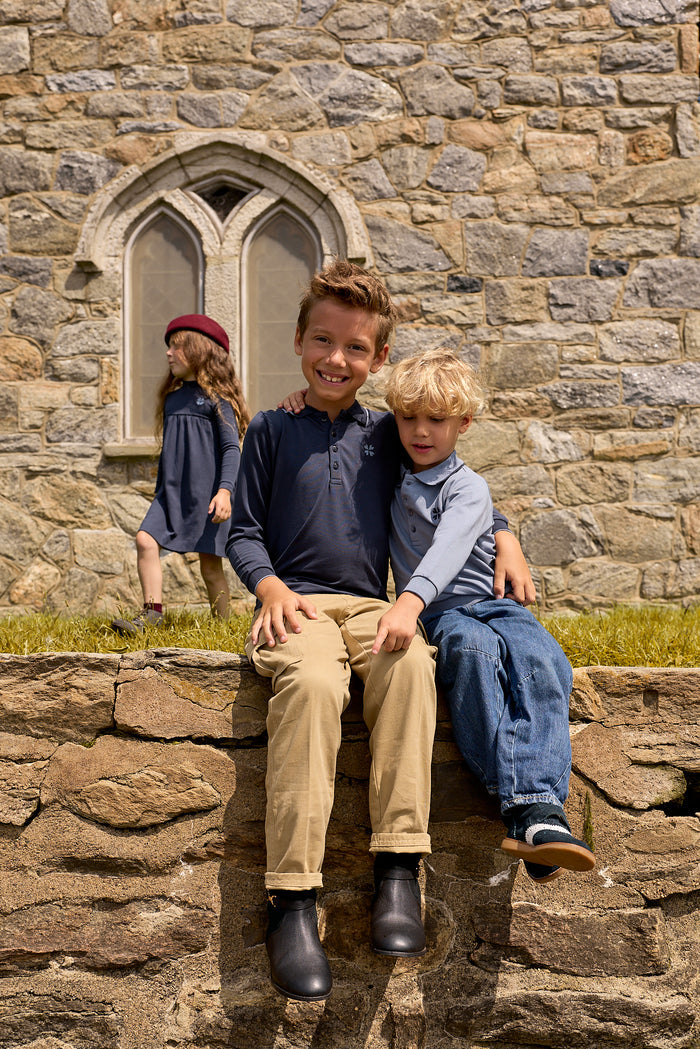 Boys Polo – Navy/Blue – Embroidered Clover