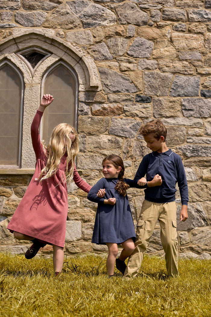 Boys Polo – Navy/Blue – Embroidered Clover
