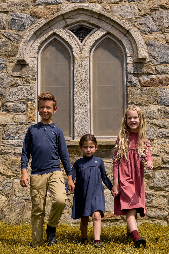 Boys Polo – Navy/Blue – Embroidered Clover