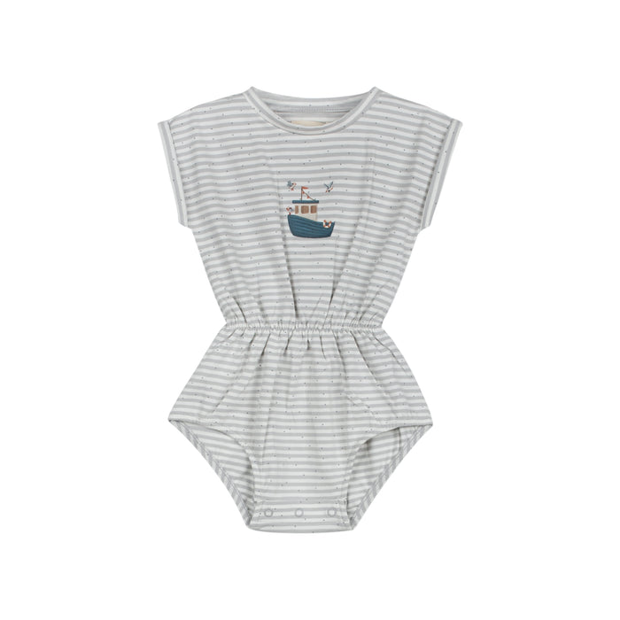 Boys Romper - Blue - Nautical Stripe