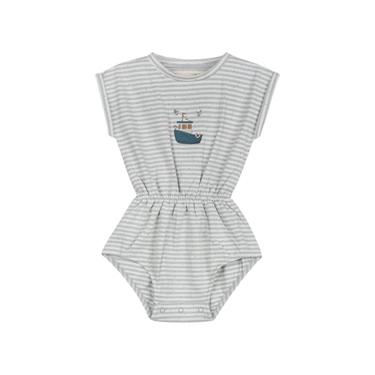 Boys Romper - Blue - Nautical Stripe