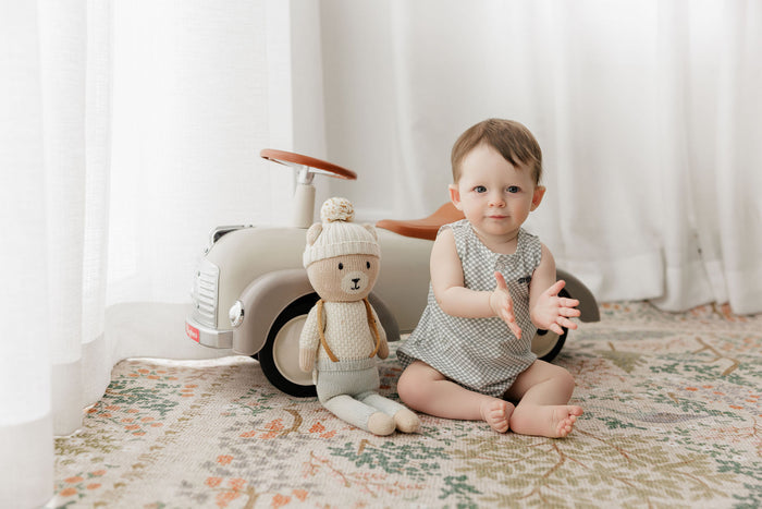 Boys Romper – Blue – Checked Race Car