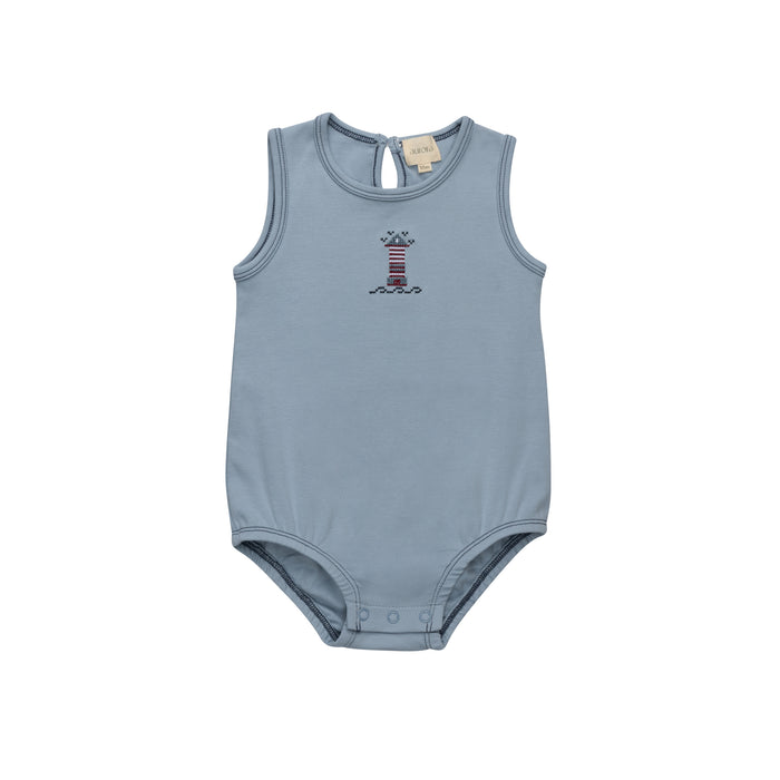 Boys Romper – Blue – Cross Stitch Lighthouse