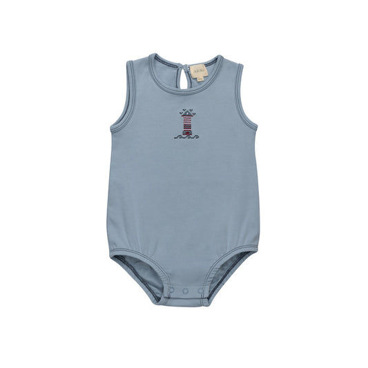 Boys Romper – Blue – Cross Stitch Lighthouse