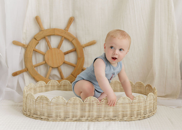 Boys Romper – Blue – Cross Stitch Lighthouse