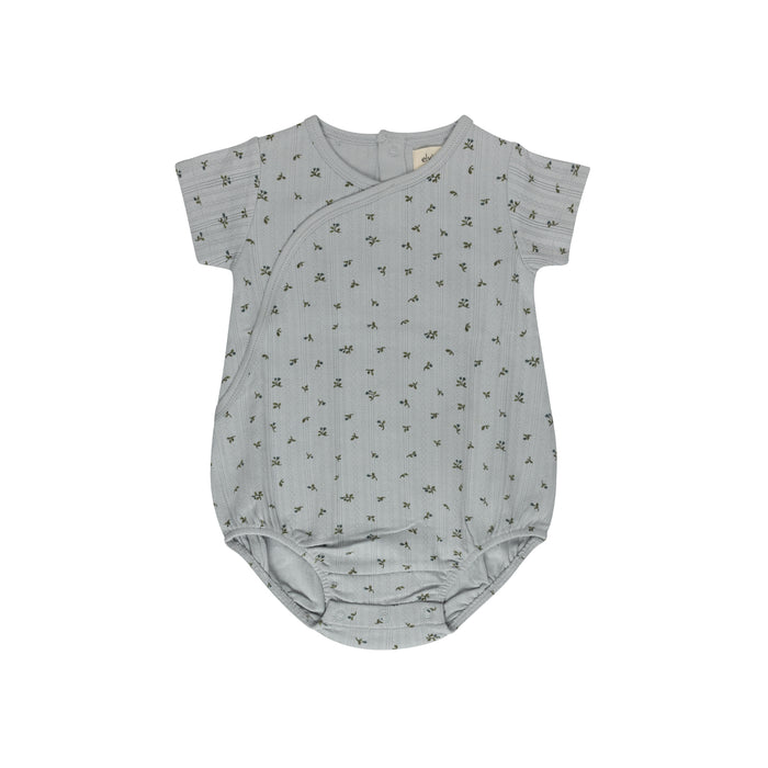 Boys Romper – Blue – Floral Pointelle