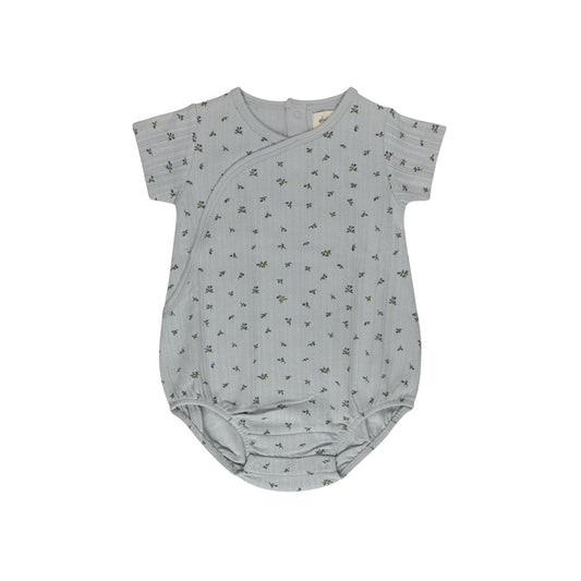 Boys Romper – Blue – Floral Pointelle