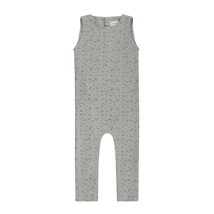 Boys Romper – Blue – Floral Rib ( Cardigan sold separately)