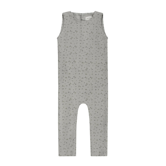 Boys Romper – Blue – Floral Rib ( Cardigan sold separately)