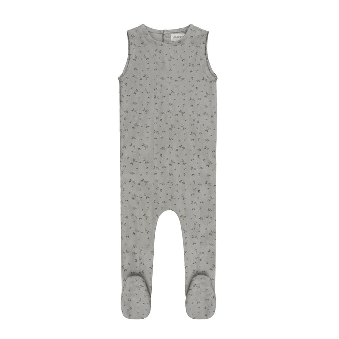 Boys Romper – Blue – Floral Rib ( Cardigan sold separately)
