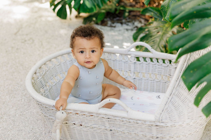Boys Romper – Blue – Nautical Print