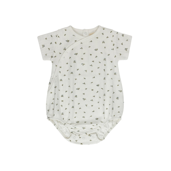 Boys Romper – Ivory Blue – Floral Pointelle