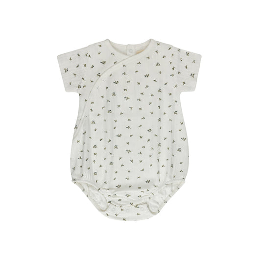 Boys Romper – Ivory Blue – Floral Pointelle