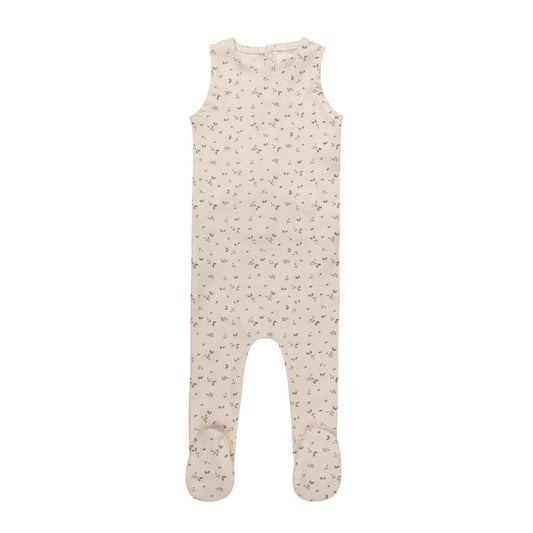 Boys Romper – Ivory Blue – Floral Rib(Cardigan sold separately)