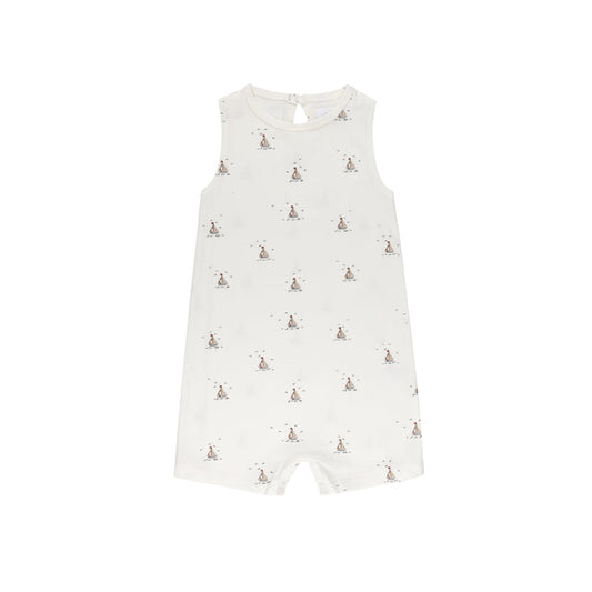 Boys Romper – Ivory Blue – Nautical Print