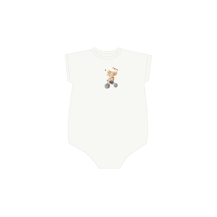 Boys Romper – Ivory Blue – Playful Mouse