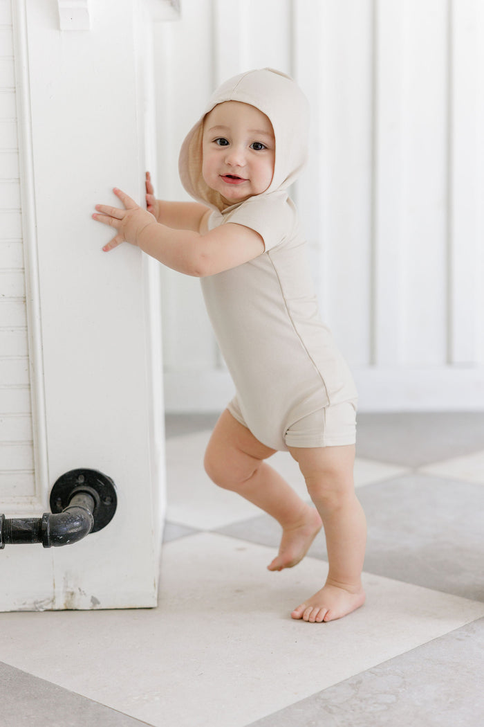 Boys Romper – Tan – Race Car