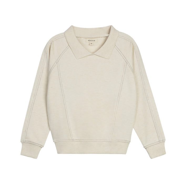Boys Sweatshirt – Cream Charcoal – Bird Seam