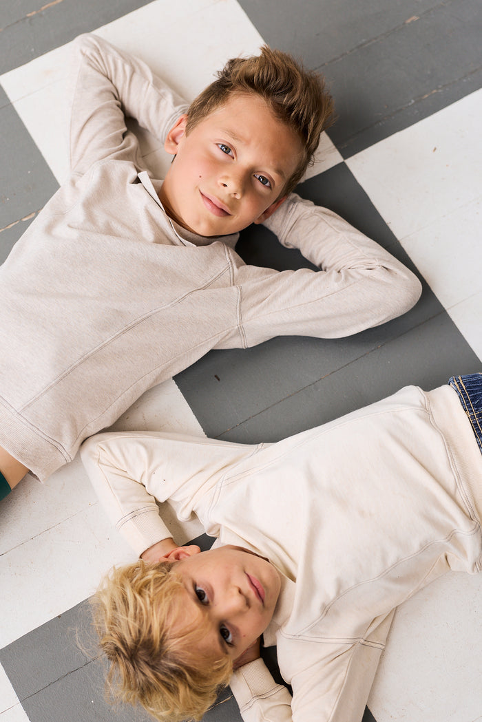 Boys Sweatshirt – Cream Charcoal – Bird Seam