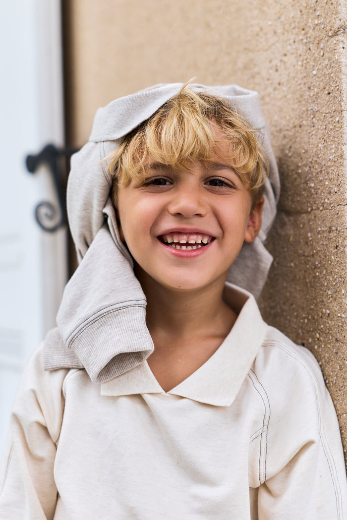 Boys Sweatshirt – Cream Charcoal – Bird Seam