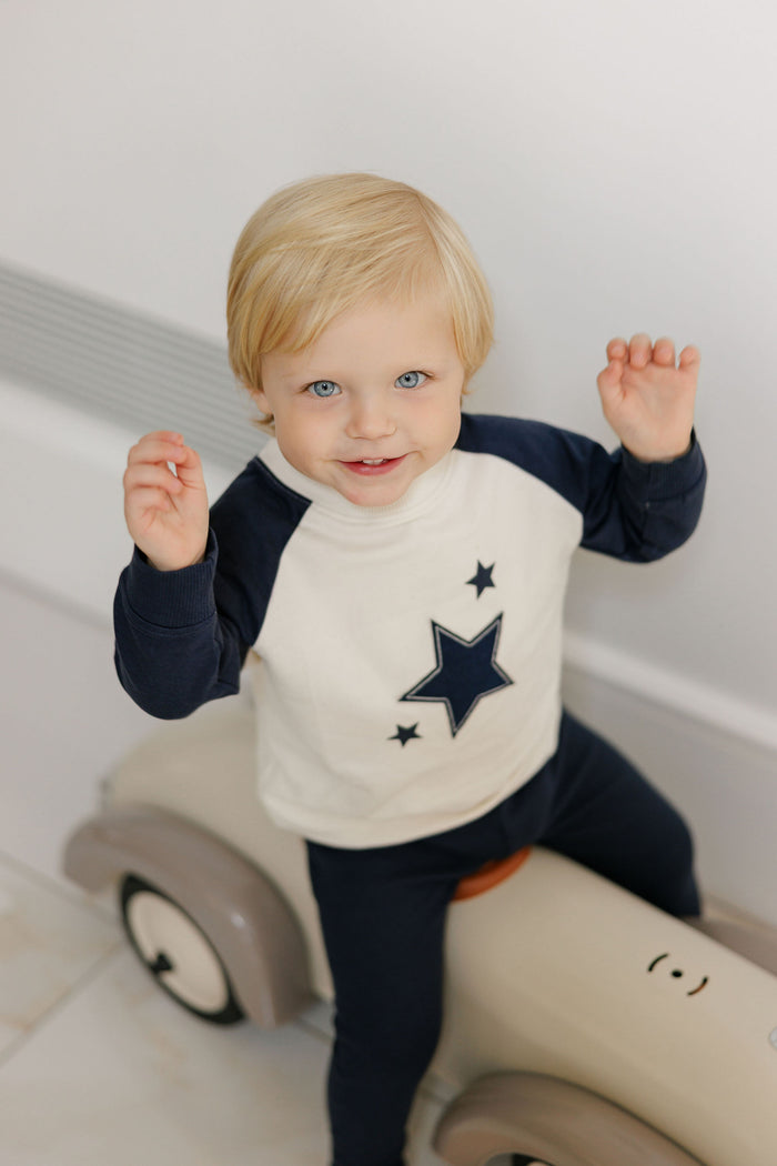 Boys Sweatshirt – Ivory/Blue – Heart & Star