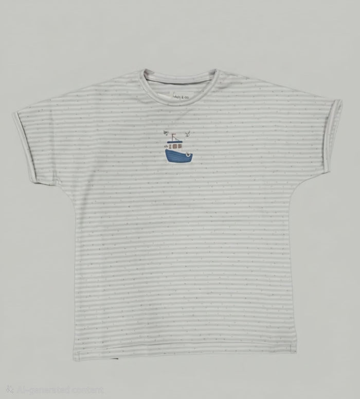 Boys Tee - Blue - Nautical Stripe  (shorts are part of a set sold separately)