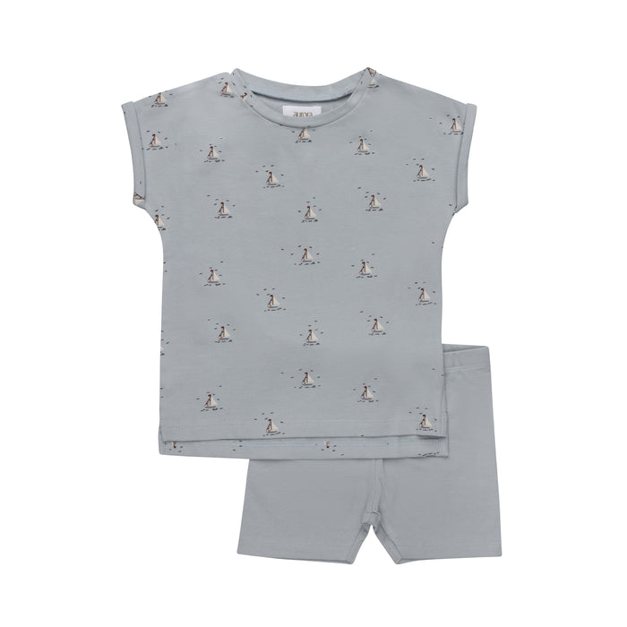 Boys Tee and Shorts – Blue – Nautical Print