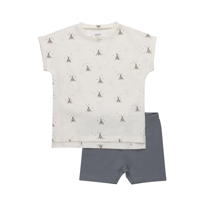 Boys Tee and Shorts – Ivory Blue – Nautical Print