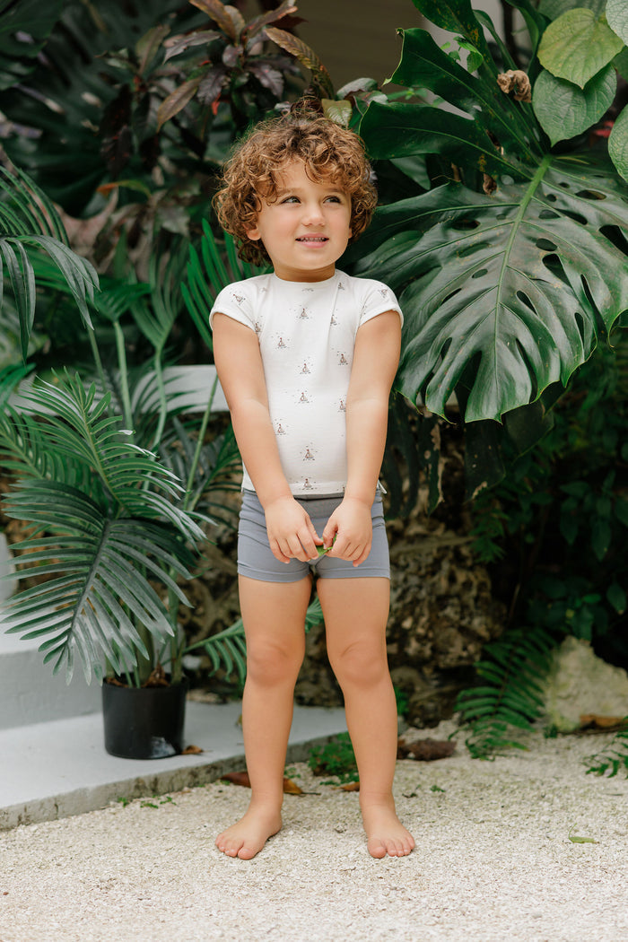 Boys Tee and Shorts – Ivory Blue – Nautical Print