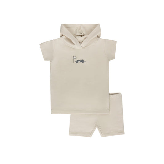 Boys Tee and Shorts – Tan – Race Car