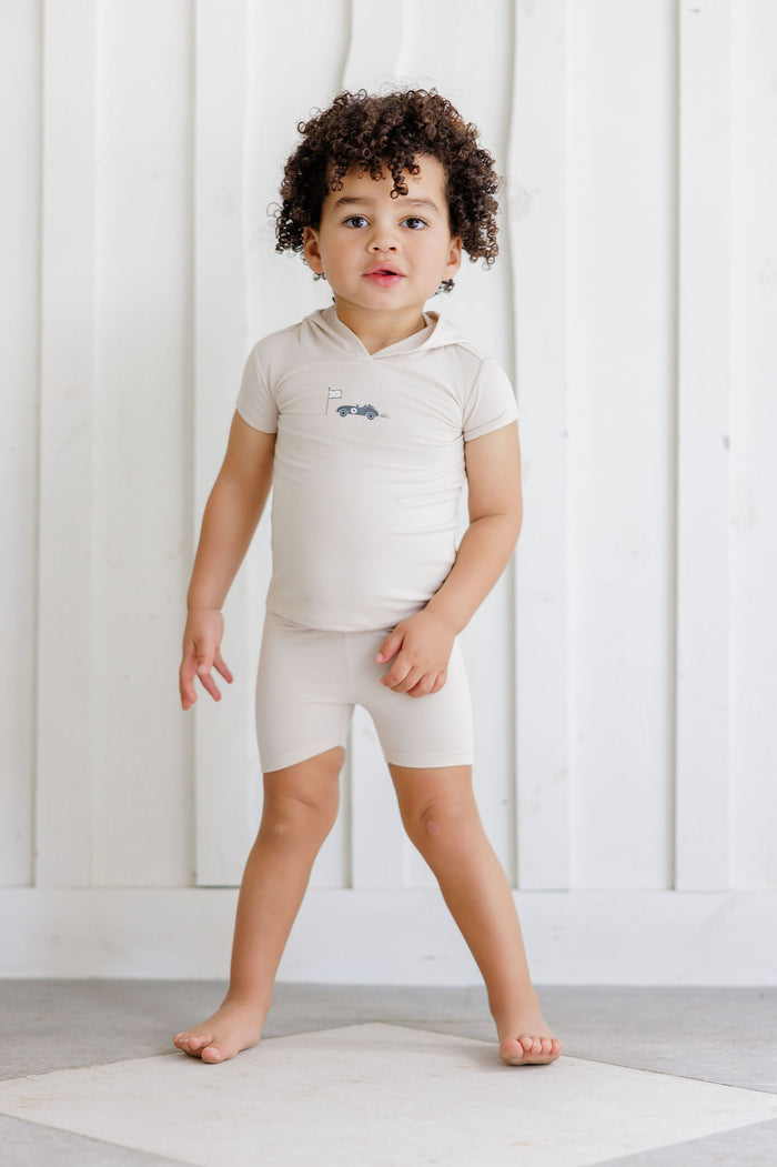 Boys Tee and Shorts – Tan – Race Car