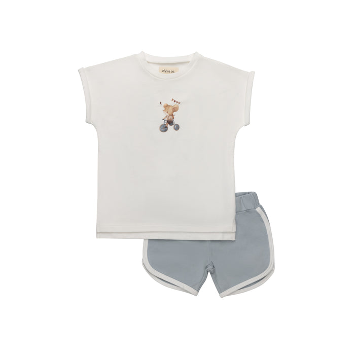 Boys Two-Piece Set – Ivory Blue – Playful Mouse